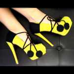 Sarı Renk Ponponlu Platform Topuklu Ayakkabı Modelleri