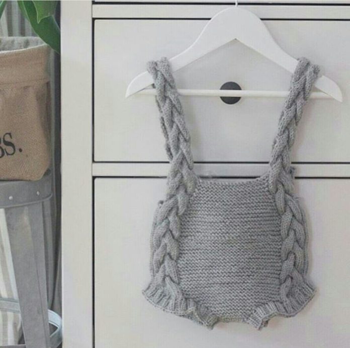 Bebekler için Örgü Askılı Bebek Tulumu Modeli Örgü, Örgü