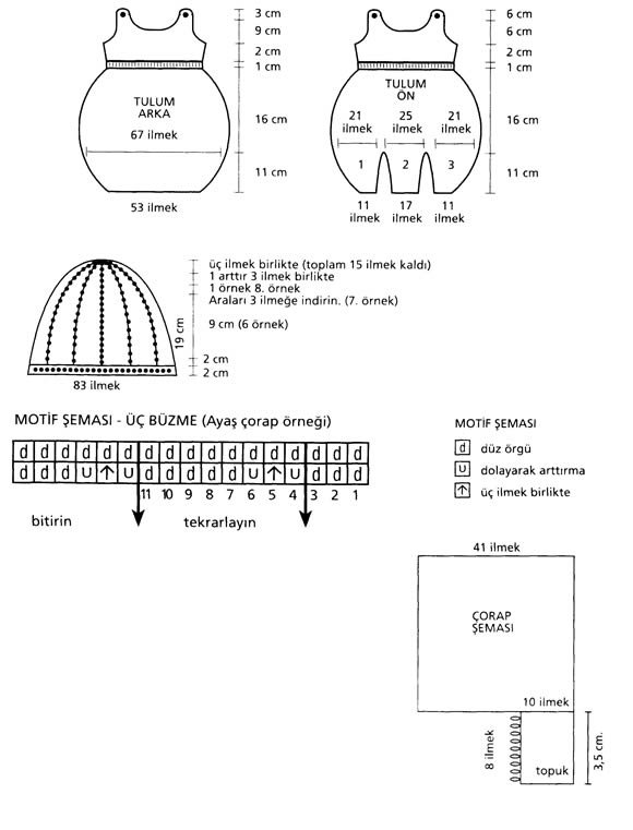 Örgü bebek tulumu ve orgu bebek beresi takımının yapılışı