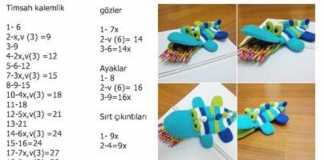Amigurumi tekniği ile örülmüş örgü timsah kalemlik modeli yapılışı- anlatımlı