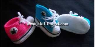 Bebekler için örgü spor converse patik modeli yapılışı (açıklamalı)