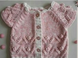 Çapraz ajurlu örgü bebek yeleği modeli yapılışı anlatımlı
