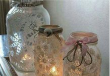 Dantel ile cam kavanoz süsleme mumluk yapımı dekorasyon fikirleri