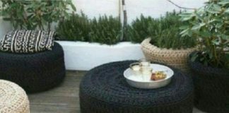 Araba tekerleği ile yapılmış örgü puf modeli yapılışı