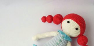 Kırmızı boğum boğum saçlı amigurumi örgü oyuncak bebek modelleri ve yapılışı anlatımlı