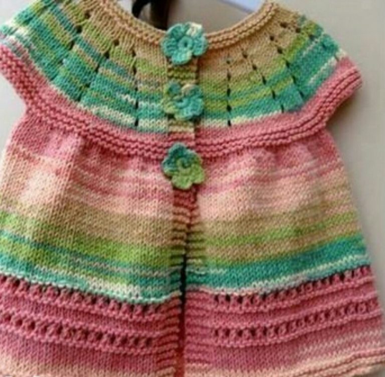 Bebekler için papatya düpmeli örgü bebek yeleği modeli tarifi anlatımlı