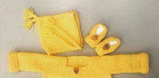Sarı renk örgü bebek hırlası ve örgü bebek başlığı yapılışı anlatımlı