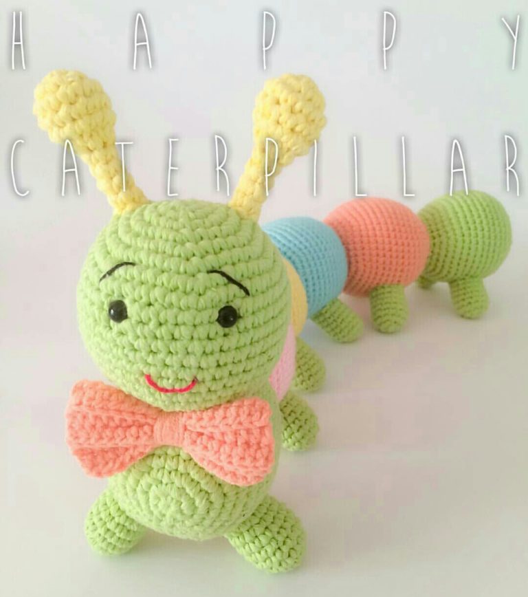 Amigurumi antenli ve ayaklı büyük boy tırtıl modeli yapılışı anlatımlı