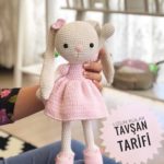 Amigurumi Örgü Oyuncak Modelleri – Amigurumi Pembe ve Kiloş Elbise Modelli Örgü Tavşan Modeli Yapımı ( Tarifli ) Örgü kiloş etekli pembe elbise modelleri