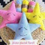 Örgü Yıldız Yastık Modeli Tarifi ( Anlatımlı ) Amigurumi örgü süs yastık modelleri