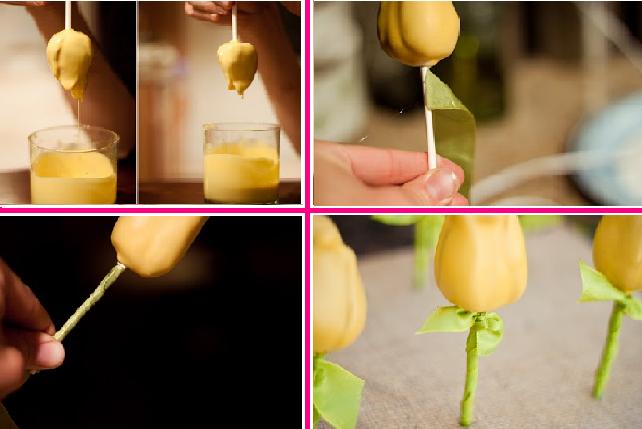 Anneler günü için ilginç hediye fikirleri - Çiçekli Çikolatalı Kek Buketleri Yapılışı