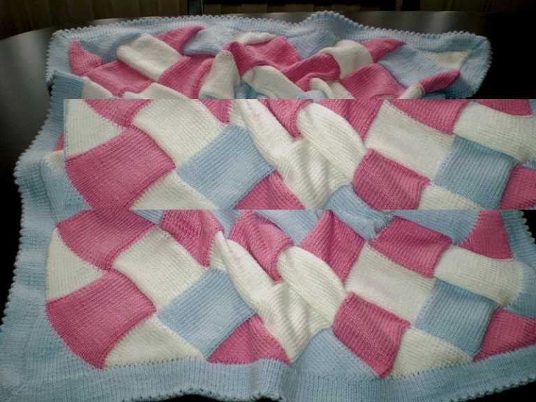 Entrelak orgu tekniğiyle yapılmış bebek battaniyesi modeli (anlatımlı)