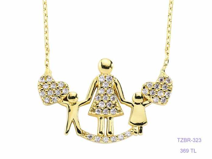favori-benim-annem-melek-koleksiyonu-369 Anneler Günü İçin Favori Kuyumculuktan Melek Annem Koleksiyonu - İki çocuklu anne kolye ucu 369 TL