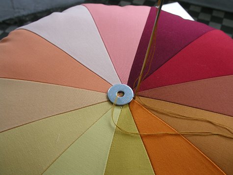 renkli kumaşlarla patchwork puf yapılışı