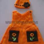 Turuncu örgü bebek elbisesi yapılışı (anlatımlı)