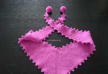 Örgüden pembe üçgen ponponlu atkı modeli yapılışı (açıklamalı)